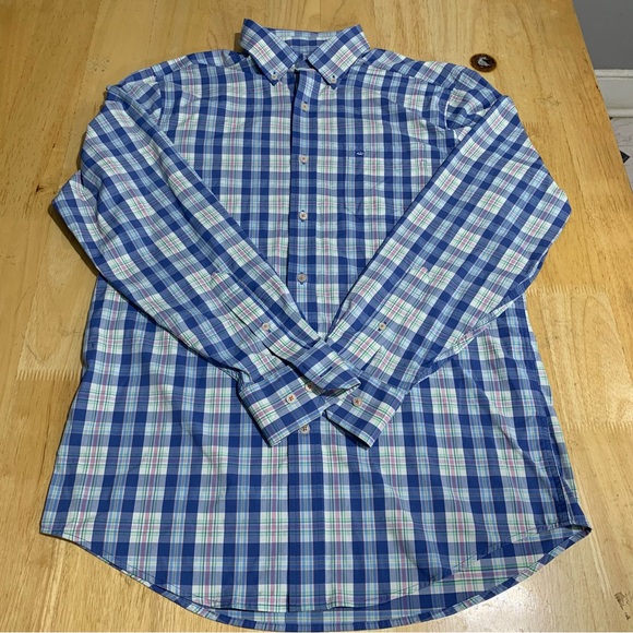 Southern Tide Intercoastal Button Shirt Medium Purple Blue‎ Plaid Coast Prep - Picture 1 of 6